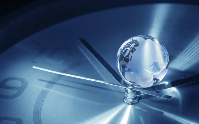 Image of a glass globe on a clock