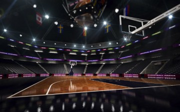 Image of an empty basketball court