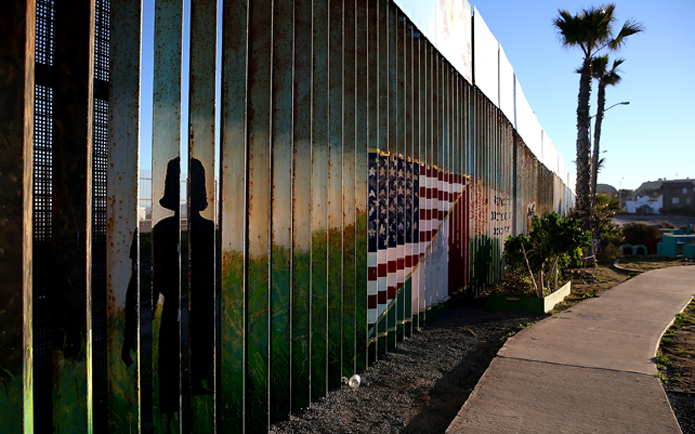 A photo of the US-Mexican border fence at Playas de Tijuana
