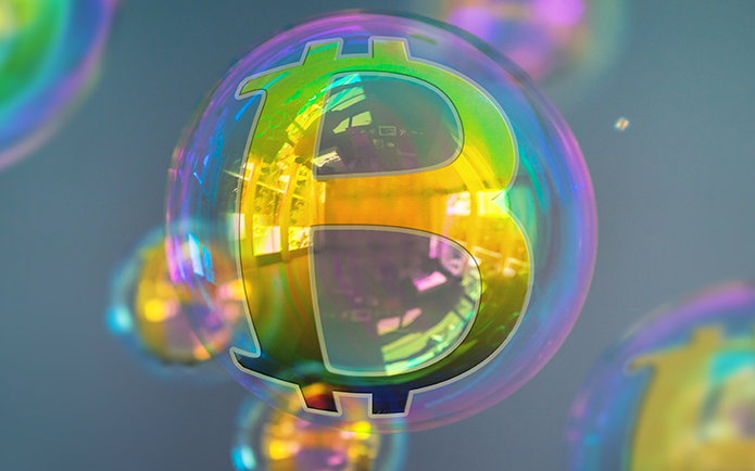 Image of a bubble with a golden Bitcoin symbol