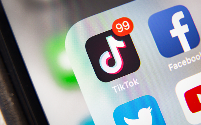 TikTok and Facebook application on screen Apple iPhone XR