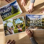 Working on environmental conservation ideas in the office!